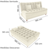 Sofa Cama 2 Lugares 185 cm Duda Tecido Boucle F492 Natural Milani Store