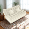 Sofa Cama 2 Lugares 185 cm Duda Tecido Boucle F492 Natural Milani Store
