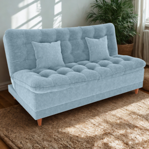 Sofa Cama 2 Lugares 185 cm Duda Tecido Boucle F495 Azul Milani Store