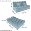 Sofa Cama 2 Lugares 185 cm Duda Tecido Boucle F495 Azul Milani Store