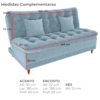 Sofa Cama 2 Lugares 185 cm Duda Tecido Boucle F495 Azul Milani Store