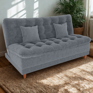 Sofa Cama 2 Lugares 185 cm Duda Tecido Boucle F497 Cinza Milani Store