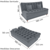 Sofa Cama 2 Lugares 185 cm Duda Tecido Boucle F497 Cinza Milani Store
