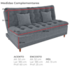 Sofa Cama 2 Lugares 185 cm Duda Tecido Boucle F497 Cinza Milani Store