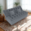 Sofa Cama 2 Lugares 185 cm Duda Tecido Boucle F497 Cinza Milani Store