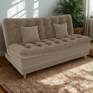Sofa Cama 2 Lugares 185 cm Duda Tecido Boucle F498 Marrom Milani Store