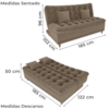 Sofa Cama 2 Lugares 185 cm Duda Tecido Boucle F498 Marrom Milani Store