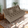Sofa Cama 2 Lugares 185 cm Duda Tecido Boucle F498 Marrom Milani Store