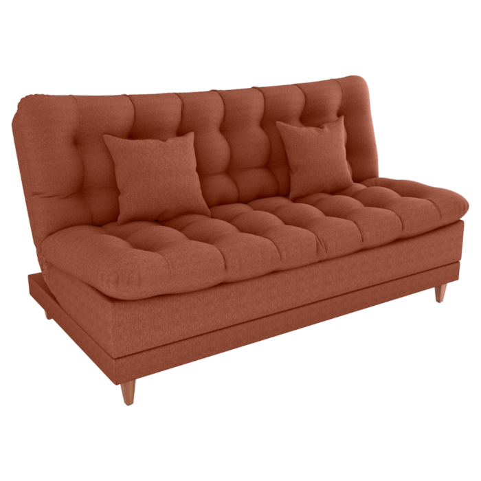 Sofa Cama 2 Lugares 185 cm Duda Tecido Pompeia G500 Terracota Milani Store