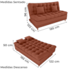 Sofa Cama 2 Lugares 185 cm Duda Tecido Pompeia G500 Terracota Milani Store