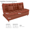 Sofa Cama 2 Lugares 185 cm Duda Tecido Pompeia G500 Terracota Milani Store