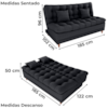 Sofa Cama 2 Lugares 185 cm Duda Tecido Pompeia G501 Chumbo Milani Store