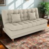 Sofa Cama 2 Lugares 185 cm Duda Tecido Pompeia G504 Bege Milani Store