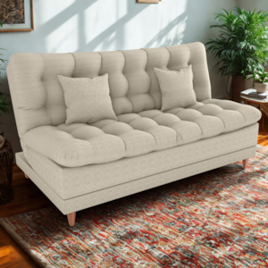 Sofa Cama 2 Lugares 185 cm Duda Tecido Pompeia G504 Bege Milani Store