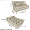 Sofa Cama 2 Lugares 185 cm Duda Tecido Pompeia G504 Bege Milani Store