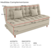 Sofa Cama 2 Lugares 185 cm Duda Tecido Pompeia G504 Bege Milani Store