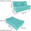 Sofa Cama 2 Lugares 185 cm Duda Veludo Deluxe Sofistc Verde Milani Store