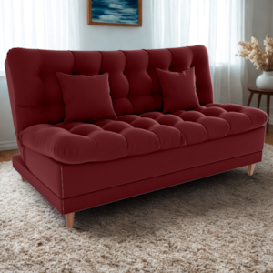 Sofa Cama 2 Lugares 185 cm Duda Veludo E432 Vermelho Milani Store