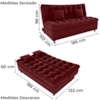 Sofa Cama 2 Lugares 185 cm Duda Veludo E432 Vermelho Milani Store