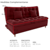 Sofa Cama 2 Lugares 185 cm Duda Veludo E432 Vermelho Milani Store