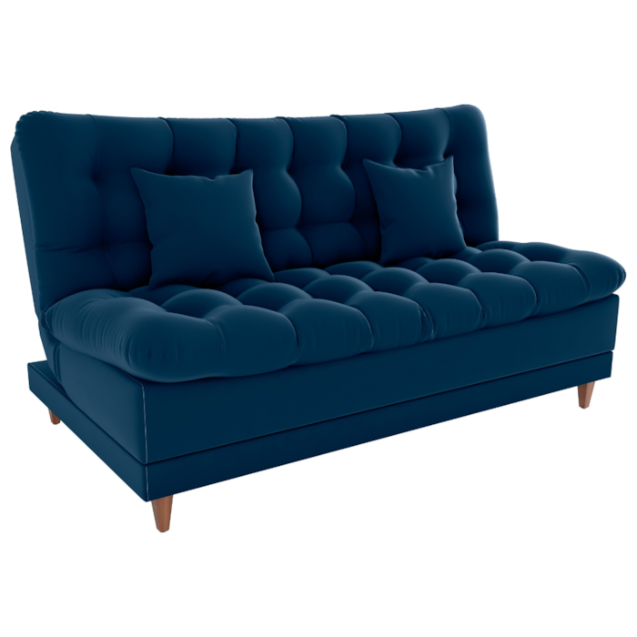 Sofa Cama 2 Lugares 185 cm Duda Veludo E433 Azul Milani Store