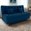 Sofa Cama 2 Lugares 185 cm Duda Veludo E433 Azul Milani Store