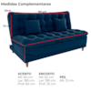Sofa Cama 2 Lugares 185 cm Duda Veludo E433 Azul Milani Store