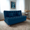 Sofa Cama 2 Lugares 185 cm Duda Veludo E433 Azul Milani Store