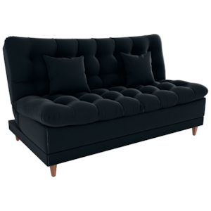 Sofa Cama 2 Lugares 185 cm Duda Veludo Inca E451 Preto Milani Store