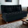 Sofa Cama 2 Lugares 185 cm Duda Veludo Inca E451 Preto Milani Store