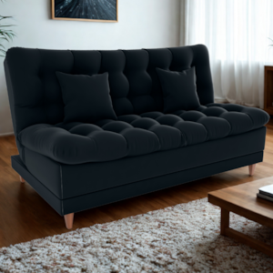 Sofa Cama 2 Lugares 185 cm Duda Veludo Inca E451 Preto Milani Store