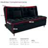 Sofa Cama 2 Lugares 185 cm Duda Veludo Inca E451 Preto Milani Store