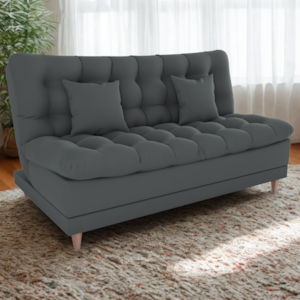 Sofa Cama 2 Lugares 185 cm Duda Veludo Light B250 Cinza Milani Store