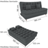 Sofa Cama 2 Lugares 185 cm Duda Veludo Light B250 Cinza Milani Store