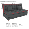 Sofa Cama 2 Lugares 185 cm Duda Veludo Light B250 Cinza Milani Store