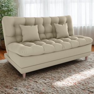 Sofa Cama 2 Lugares 185 cm Duda Veludo Light B251 Bege Milani Store