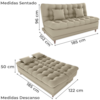 Sofa Cama 2 Lugares 185 cm Duda Veludo Light B251 Bege Milani Store