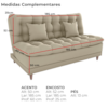 Sofa Cama 2 Lugares 185 cm Duda Veludo Light B251 Bege Milani Store