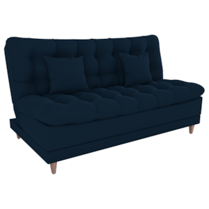 Sofa Cama 2 Lugares 185 cm Duda Veludo Light B254 Azul Milani Store
