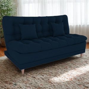 Sofa Cama 2 Lugares 185 cm Duda Veludo Light B254 Azul Milani Store