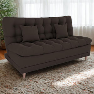 Sofa Cama 2 Lugares 185 cm Duda Veludo Light B255 Marrom Milani Store