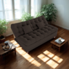 Sofa Cama 2 Lugares 185 cm Duda Veludo Light B255 Marrom Milani Store