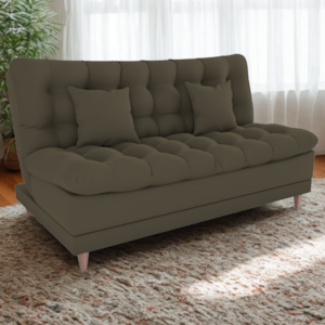 Sofa Cama 2 Lugares 185 cm Duda Veludo Light B256 Marrom Claro Milani Store