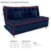 Sofa Cama 2 Lugares 185 cm Duda Veludo Maserati Azul Milani Store