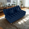Sofa Cama 2 Lugares 185 cm Duda Veludo Maserati Azul Milani Store