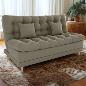 Sofa Cama 2 Lugares 185 cm Duda Veludo Maserati Marrom Claro Milani Store