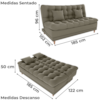 Sofa Cama 2 Lugares 185 cm Duda Veludo Maserati Marrom Claro Milani Store