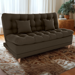 Sofa Cama 2 Lugares 185 cm Duda Veludo Maserati Marrom Milani Store
