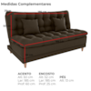 Sofa Cama 2 Lugares 185 cm Duda Veludo Maserati Marrom Milani Store
