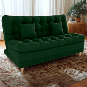 Sofa Cama 2 Lugares 185 cm Duda Veludo Maserati Verde Milani Store